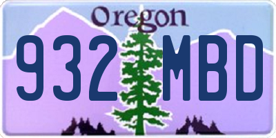 OR license plate 932MBD