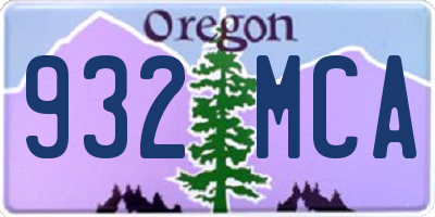 OR license plate 932MCA