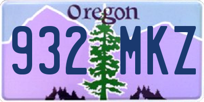 OR license plate 932MKZ
