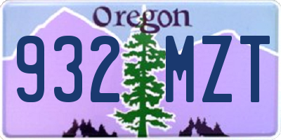 OR license plate 932MZT