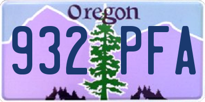 OR license plate 932PFA