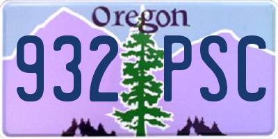 OR license plate 932PSC
