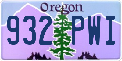 OR license plate 932PWI