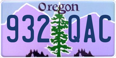 OR license plate 932QAC
