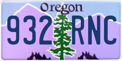 OR license plate 932RNC