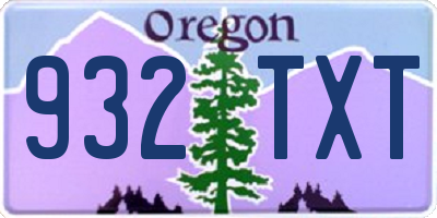 OR license plate 932TXT