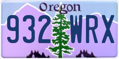 OR license plate 932WRX
