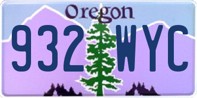 OR license plate 932WYC