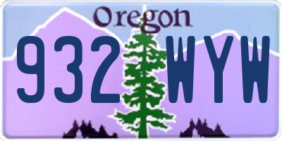OR license plate 932WYW