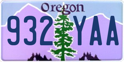 OR license plate 932YAA