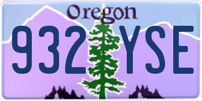 OR license plate 932YSE