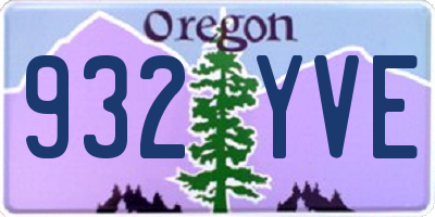 OR license plate 932YVE