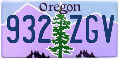 OR license plate 932ZGV