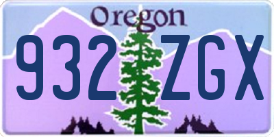 OR license plate 932ZGX