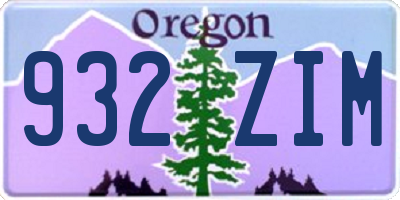 OR license plate 932ZIM