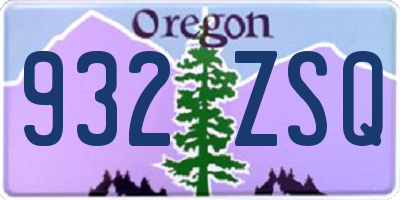 OR license plate 932ZSQ