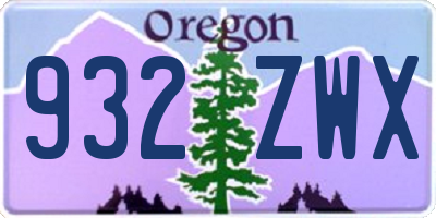 OR license plate 932ZWX