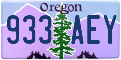 OR license plate 933AEY