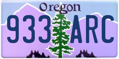 OR license plate 933ARC