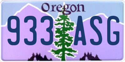 OR license plate 933ASG