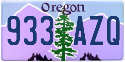 OR license plate 933AZQ