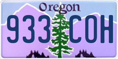 OR license plate 933COH