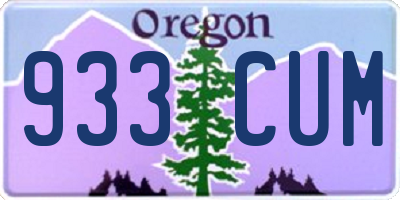 OR license plate 933CUM