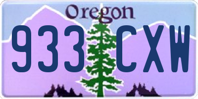 OR license plate 933CXW
