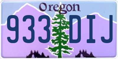 OR license plate 933DIJ