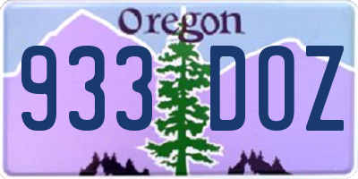 OR license plate 933DOZ