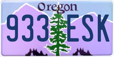 OR license plate 933ESK