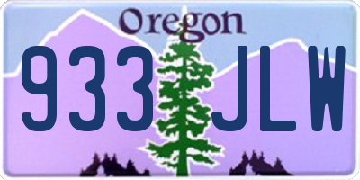 OR license plate 933JLW