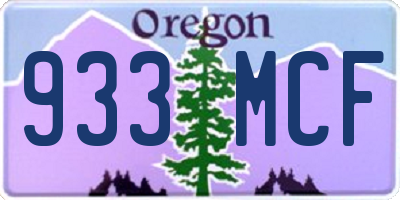 OR license plate 933MCF