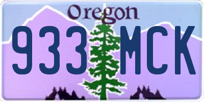 OR license plate 933MCK