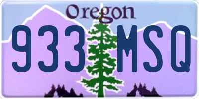 OR license plate 933MSQ