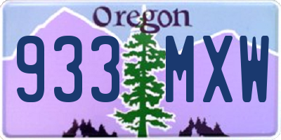 OR license plate 933MXW