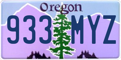 OR license plate 933MYZ