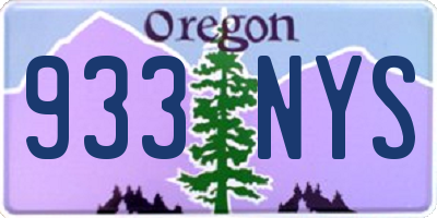 OR license plate 933NYS