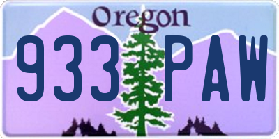 OR license plate 933PAW