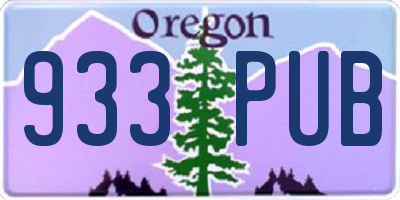 OR license plate 933PUB