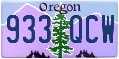 OR license plate 933QCW