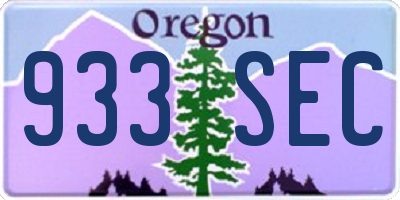 OR license plate 933SEC