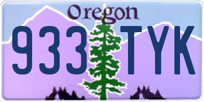 OR license plate 933TYK