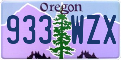 OR license plate 933WZX