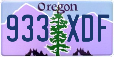 OR license plate 933XDF