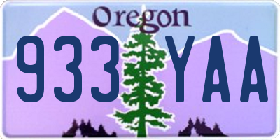 OR license plate 933YAA