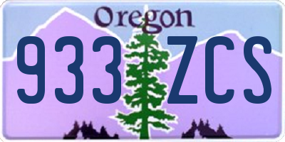 OR license plate 933ZCS