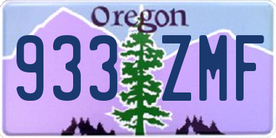 OR license plate 933ZMF