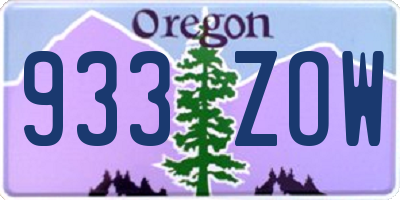 OR license plate 933ZOW