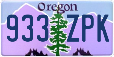 OR license plate 933ZPK